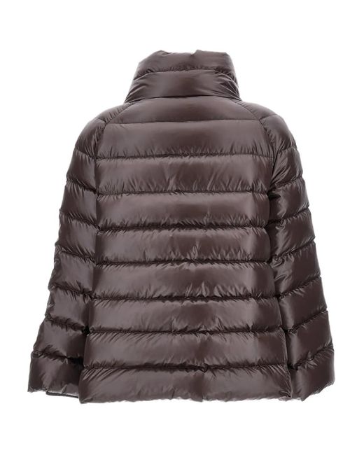 Fay Brown High-Collar Quilted Coat