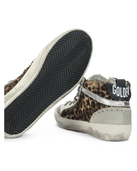 Golden Goose Deluxe Brand White Mid Star Leopard-Print Sneakers