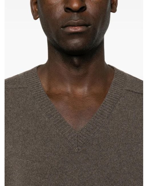 Rick Owens Brown Tommy V-Neck Sweater for men