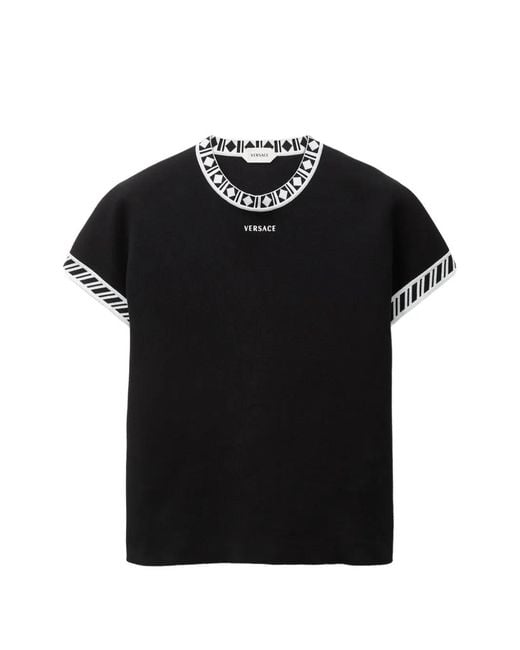 Versace Black Cotton Knit T-Shirt for men