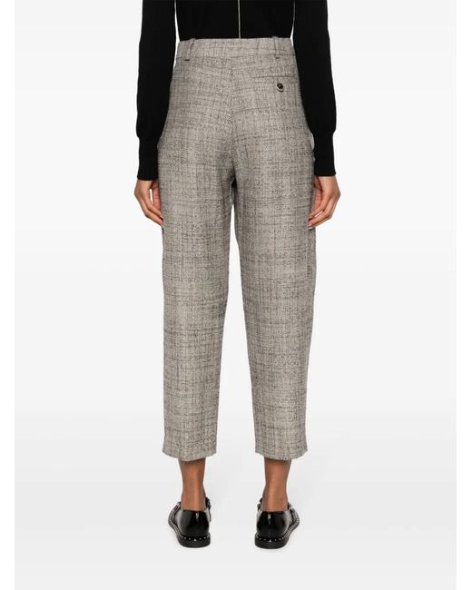 Stella McCartney Gray Pleated Cropped Wool Trousers