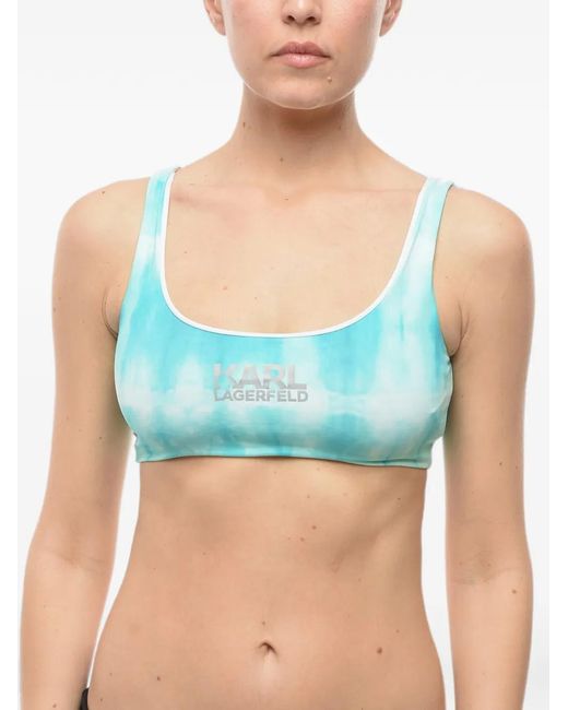 Karl Lagerfeld Blue Tie-Dye Cut-Out Bikini Top