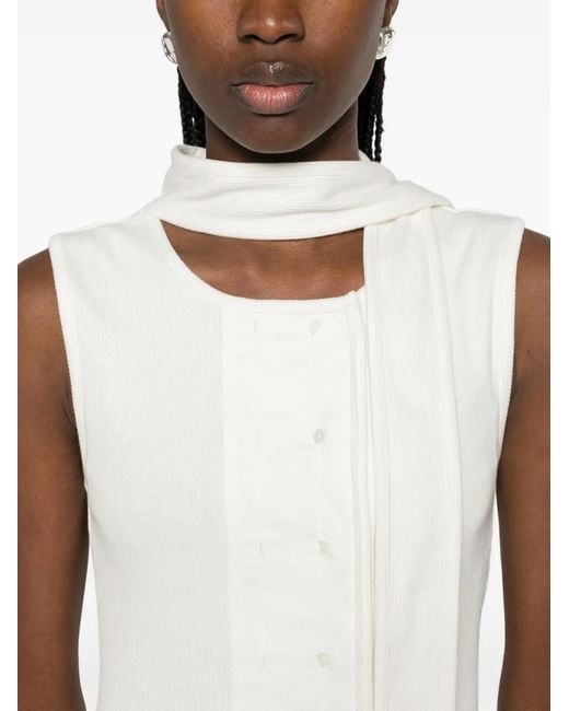 Lemaire White Asymmetrical Fitted Top