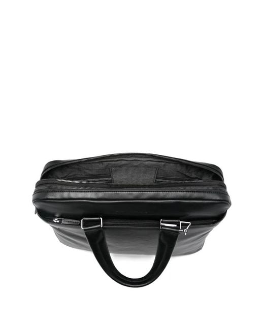 Piquadro Black Zip-Fastening Leather Briefcase for men