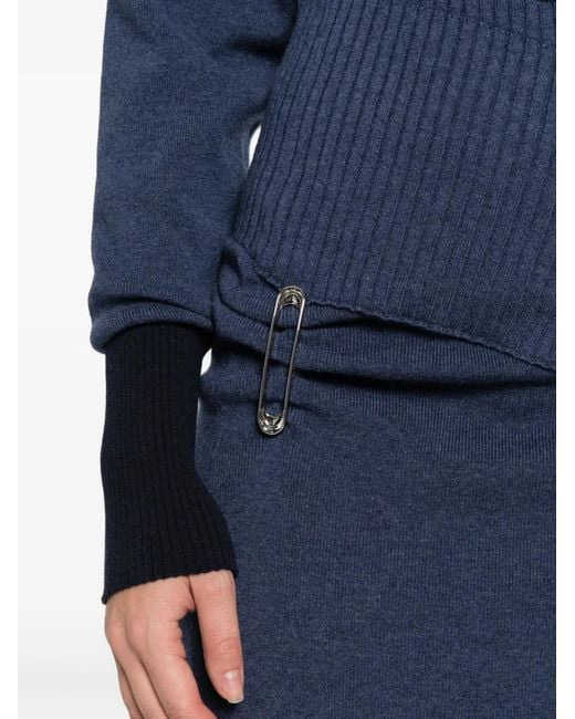 Lanvin Blue Safety Pin-Detail Roll-Neck Dress