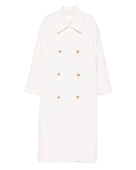 Totême White Double-Breasted Wool Coat