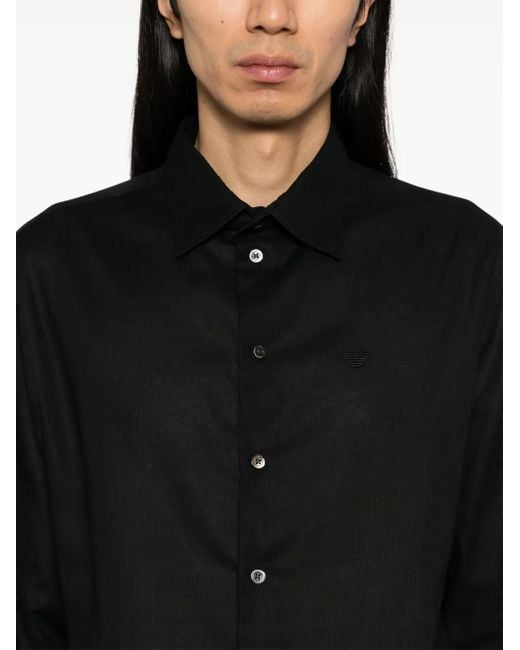 メンズ Emporio Armani ロゴ シャツ Black