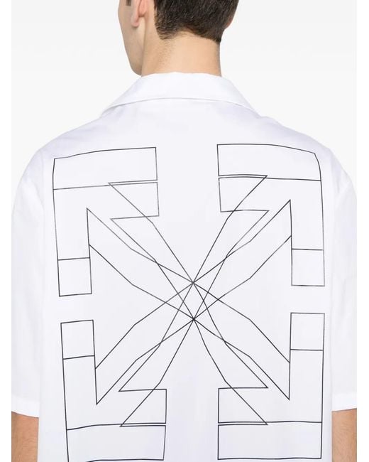 Off-White c/o Virgil Abloh White Logo-Print Short-Sleeve Shirt for men