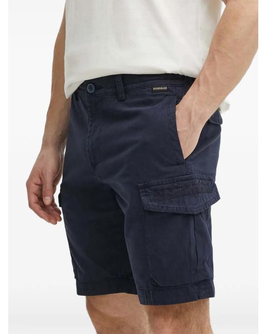Napapijri Blue Deline Logo-Embroidered Cargo Shorts for men