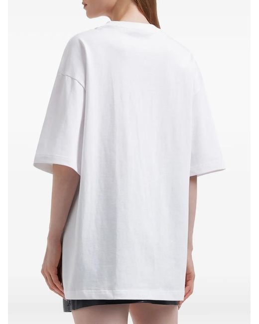 we11done White Logo-Print Cotton T-Shirt