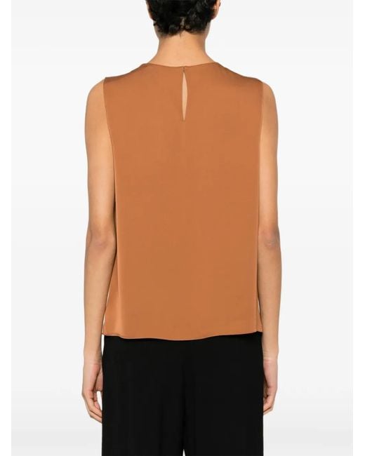 Theory Brown Sleeveless Round-Neck Blouse