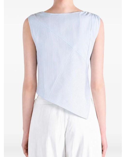Emergency Room Blue Asymmetric-Hem Pinstriped Top