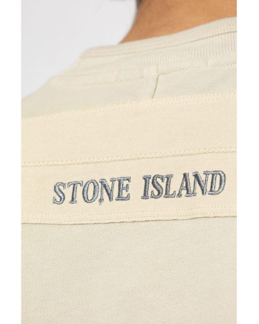 Stone Island White Logo-Embroidered Sweatshirt for men