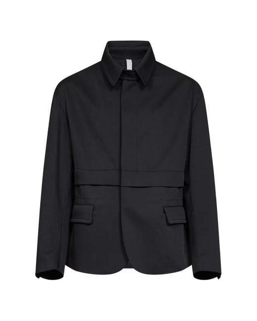 Hevò Black Concealed-Button Shirt Jacket for men
