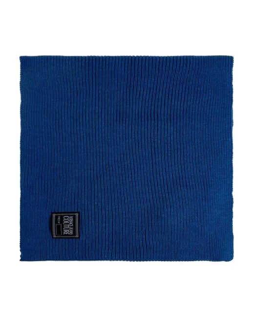 Versace Jeans Couture Blue Ribbed Logo Scarf for men