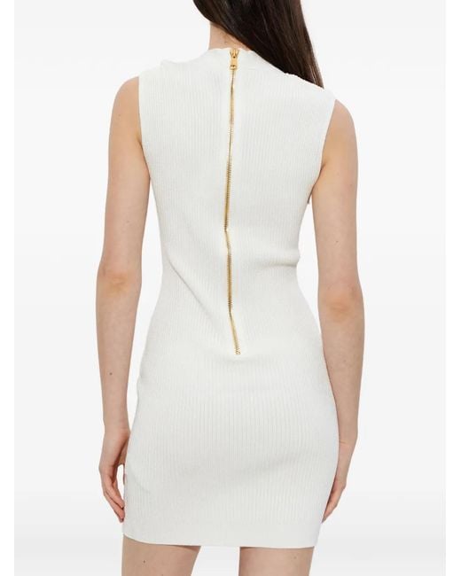 Balmain White V-Neck Sleeveless Dress