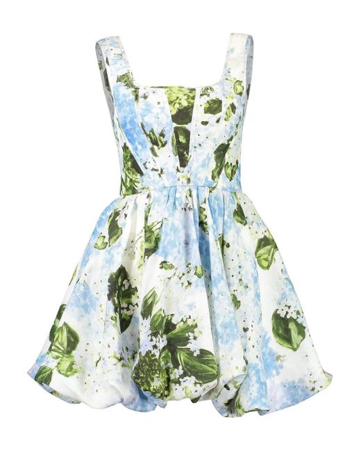 Aje. Green Suzette Floral-print Balloon Mini Dress