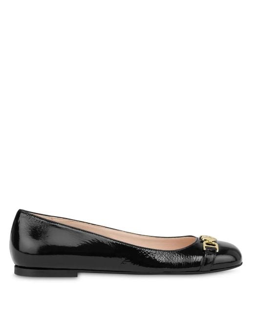 Love Moschino ハートプレート フラットシューズ Black