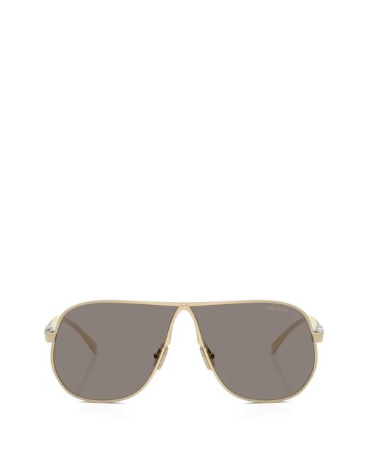 Miu Miu Gray Pilot-Frame Sunglasses