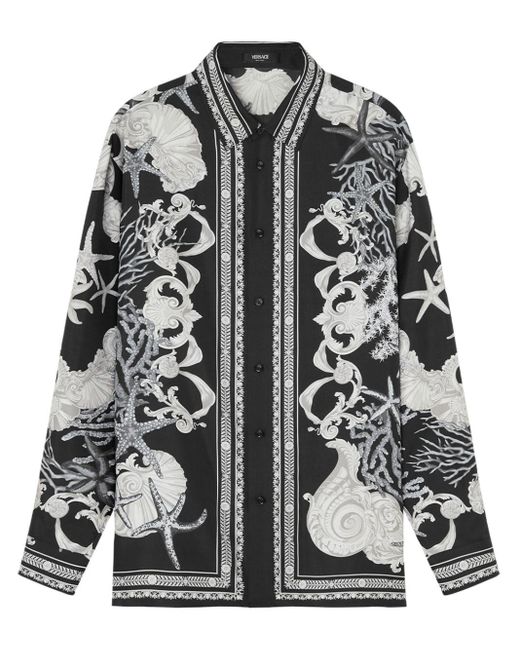 Versace Hemd mit Meeres-Print in Black für Herren