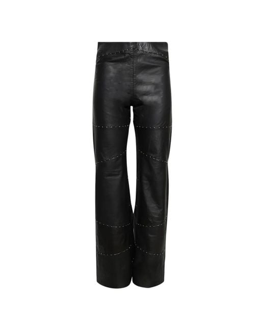 GRACE FAENA Black Studded Leather Trousers
