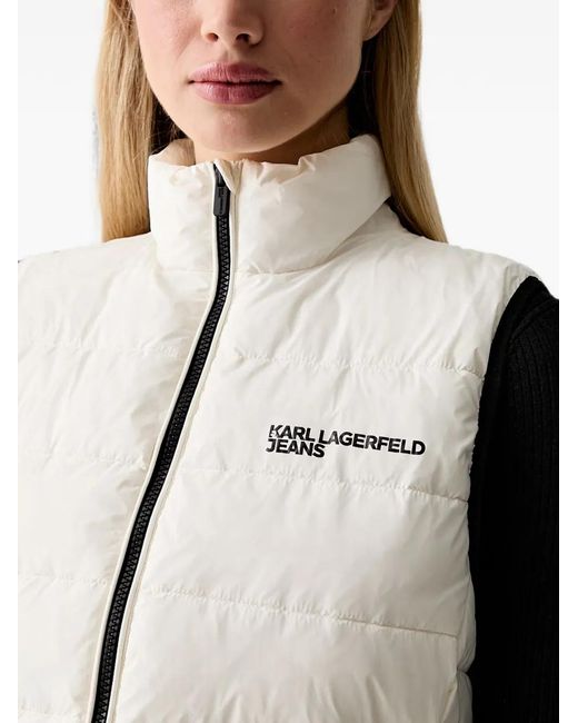 Karl Lagerfeld Black Logo-Print Quilted Gilet
