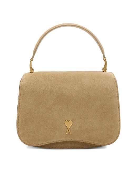 AMI Natural Paris Paris Leather Shoulder Bag