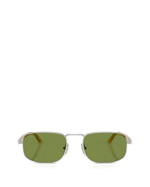 Persol Green Rectangle-Frame Metal Sunglasses