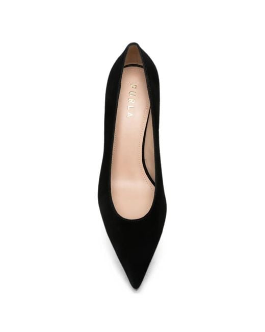 Furla Black Pointed-Toe Suede Pumps