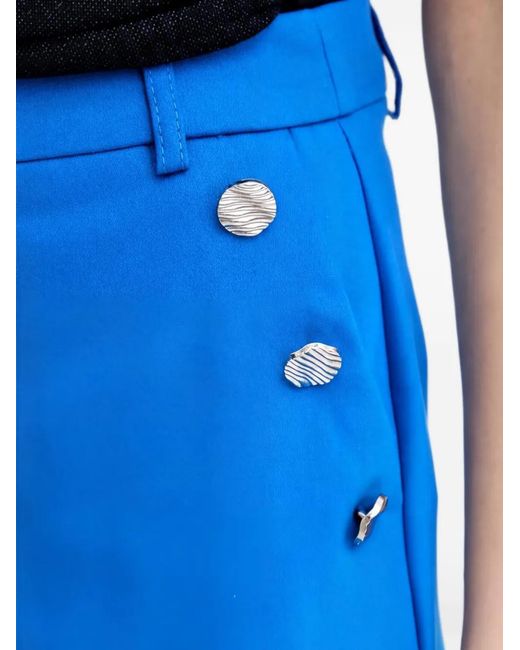 Morgan Blue Button-Embellished Tailored Trousers