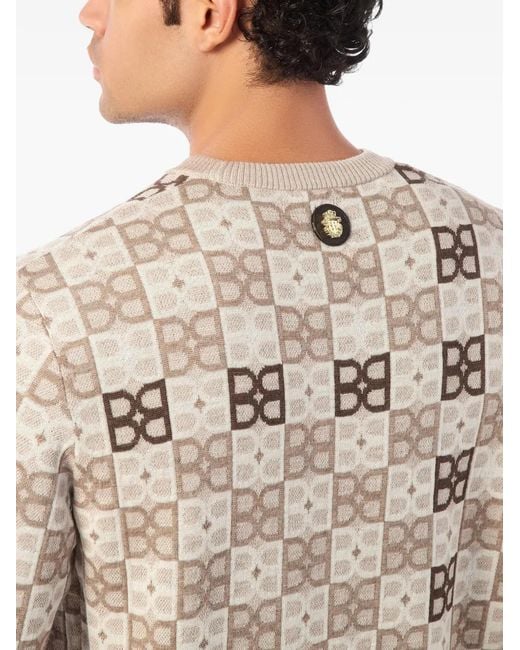 Billionaire White Monogram-Jacquard Jumper for men