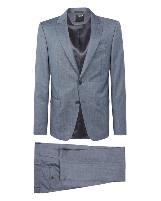 Traje con efecto melange Zegna de hombre de color Blue