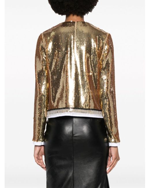 N°21 Black Sequinned Open-front Cropped Jacket
