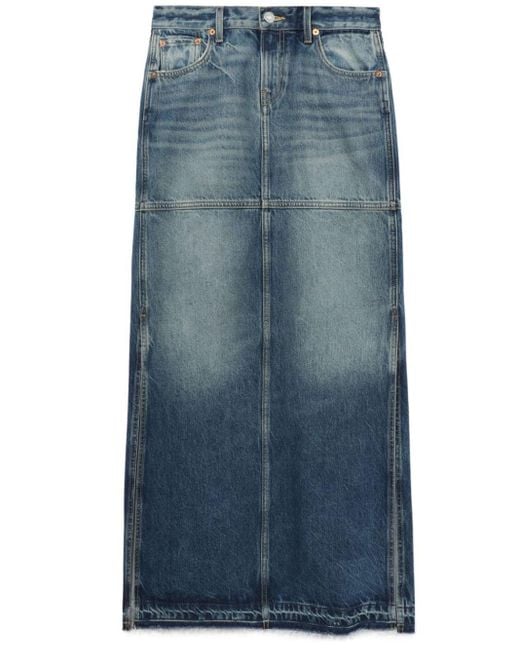 Jupe en jean à coupe longue Re/done en coloris Blue