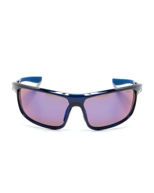 Nike Blue Windtrack Run E Sonnenbrille mit eckigem Gestell