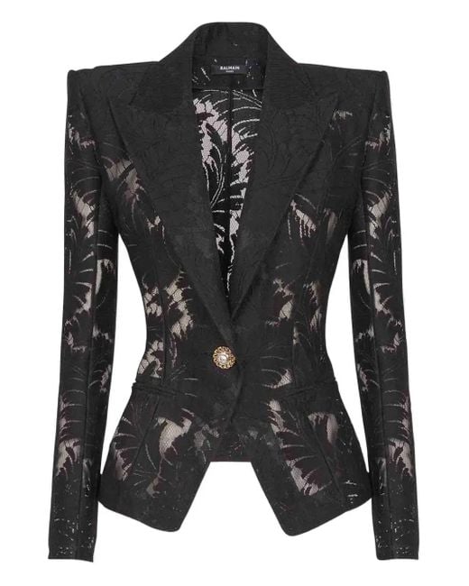 Balmain レースパターン ジャケット Black