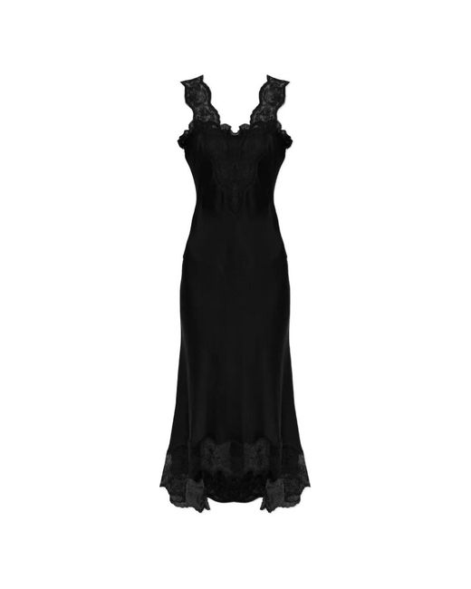 McQueen Black Lace-Insert Midi Dress