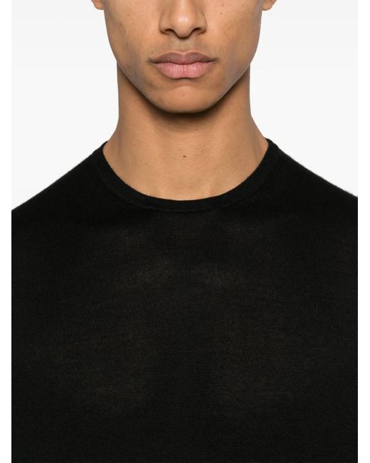 Bruno Manetti Black Fine-Knit Sweater for men