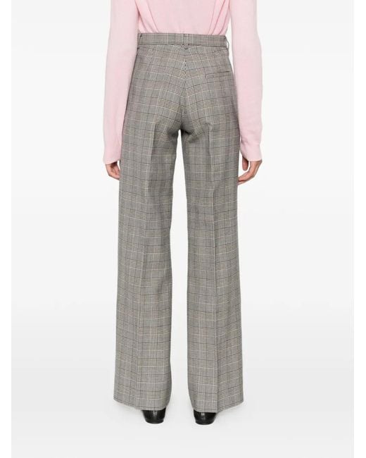 A.M.G Gray Checked-Pattern Pleated Trousers