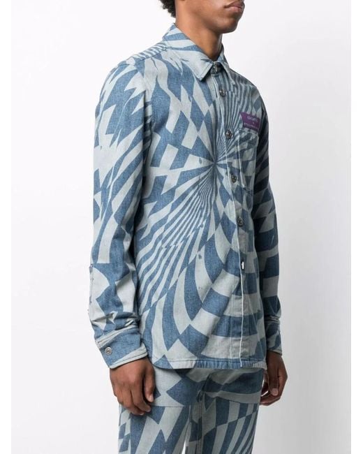 Stella McCartney Blue X Ed Curtis Geometric Pattern Denim Jacket