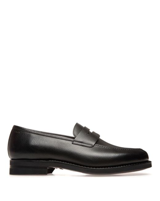 Bally Black Grained-leather Loafers for men