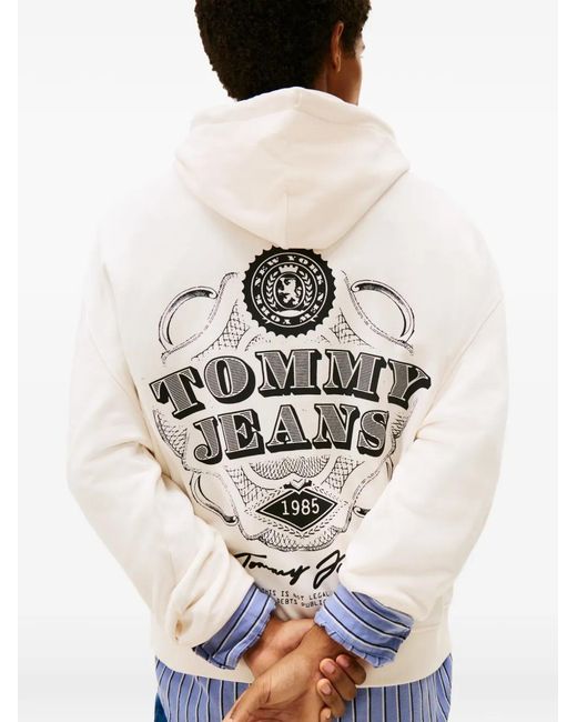 Tommy Hilfiger White Logo-Printed Hoodie for men