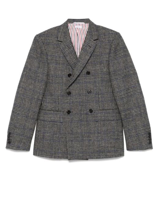 Thom Browne Gray Prince Of Wales-Check Blazer for men