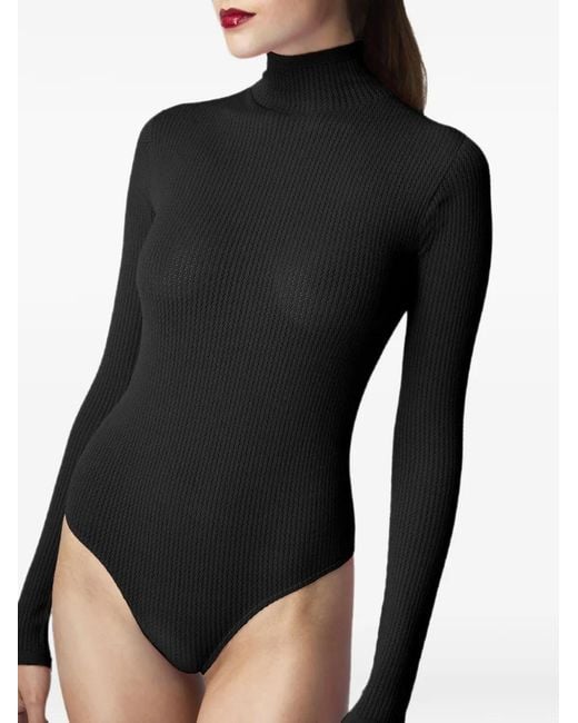 Wolford Black Seamless Long-Sleeve Bodysuit