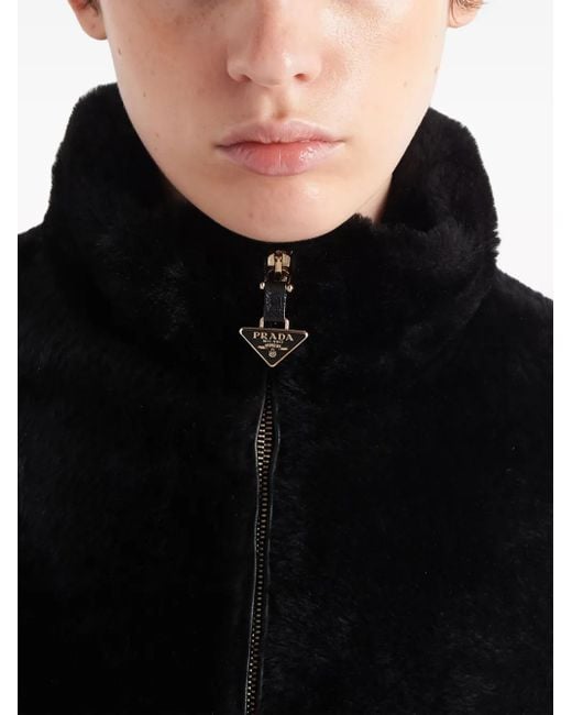 Prada Black Shearling Fur Jacket
