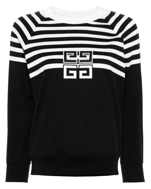 Givenchy Black 4g-appliqué Striped Sweatshirt