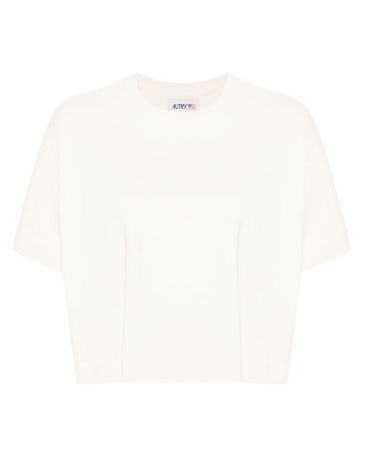 Autry White Logo-debossed Cotton T-shirt