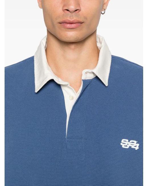 SUMMER GAMES Blue Logo-Patch Polo Shirt for men