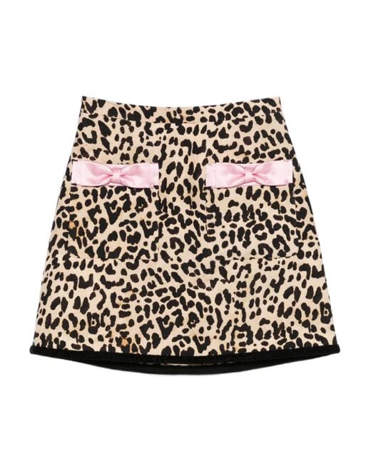 Valentino Garavani Black Animalier Bow-Detail Mini Skirt