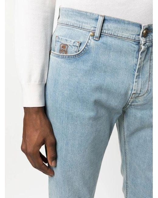 Corneliani Blue Mid-Rise Straight-Leg Jeans for men
